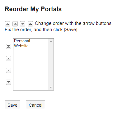 Screenshot: The "Reorder portals" screen