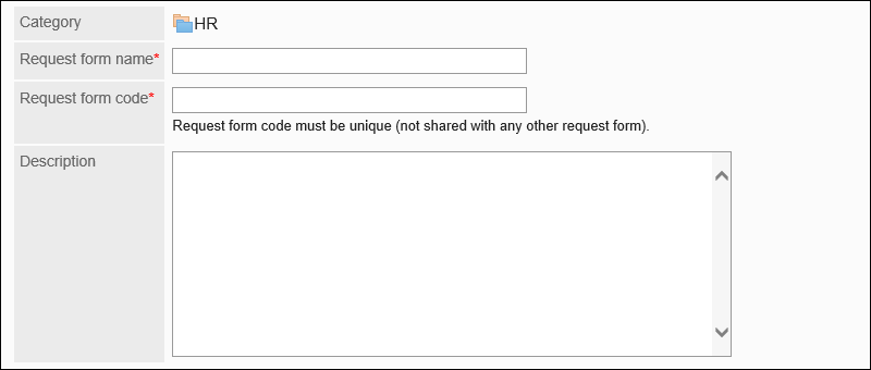 Image of setting items for request forms