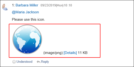 Image of a comment with the image displayed