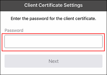 Screenshot: Client Certificate Settings screen