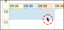 Screenshot: Selecting the vacant time slot by dragging it