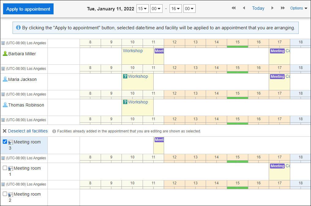 Screen capture: The "Check available times" screen