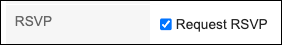 Screenshot: The "Request responses" checkbox is selected in the "RSVP" field