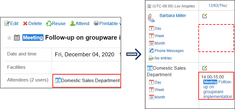 Screen capture: When an organization is set as an attendee, an appointment is not displayed on the scheduler screen of its members