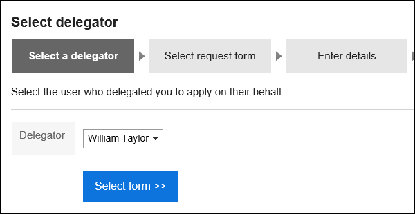 Delegator selection screen