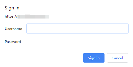 Screenshot: A dialog to prompt a user to enter the user name and password for Basic authentication