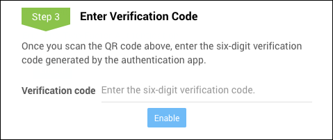 Screenshot: A field to enter the verification code is displayed