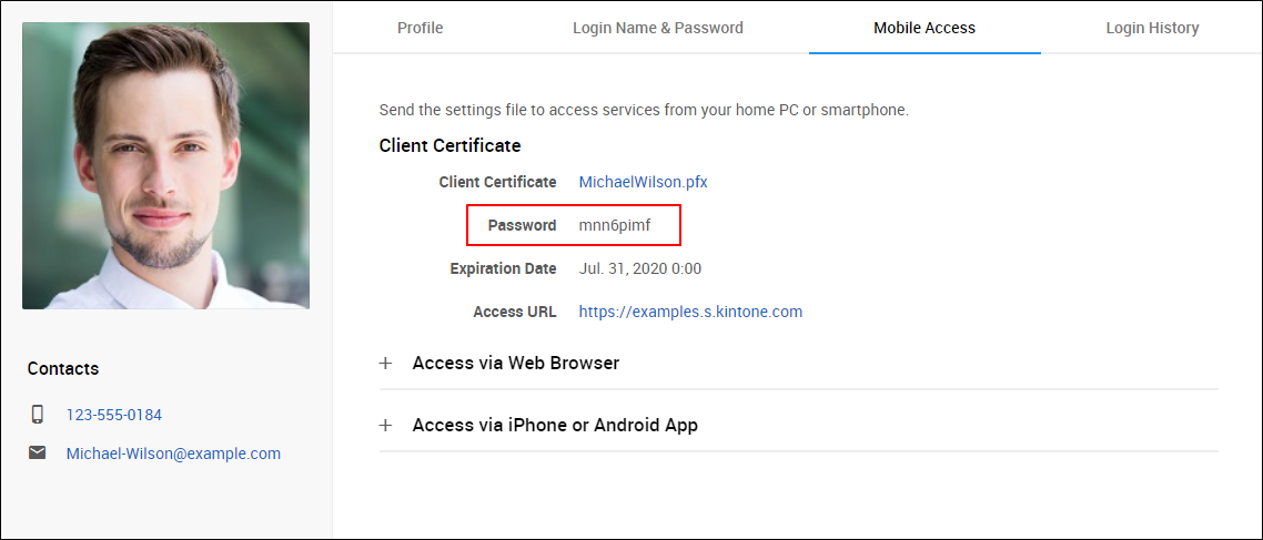 Screenshot: Password is highlighted