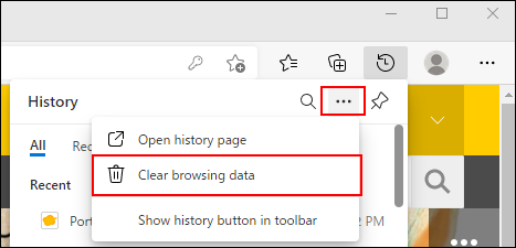 Image of the link to clear browsing data