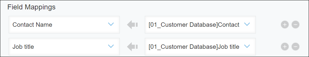 Screenshot: Example of "Field Mappings" settings