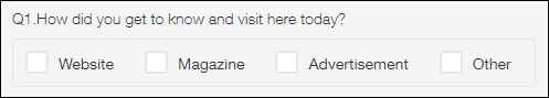 截圖：使用核取方塊作為詢問來店原因欄位的範例